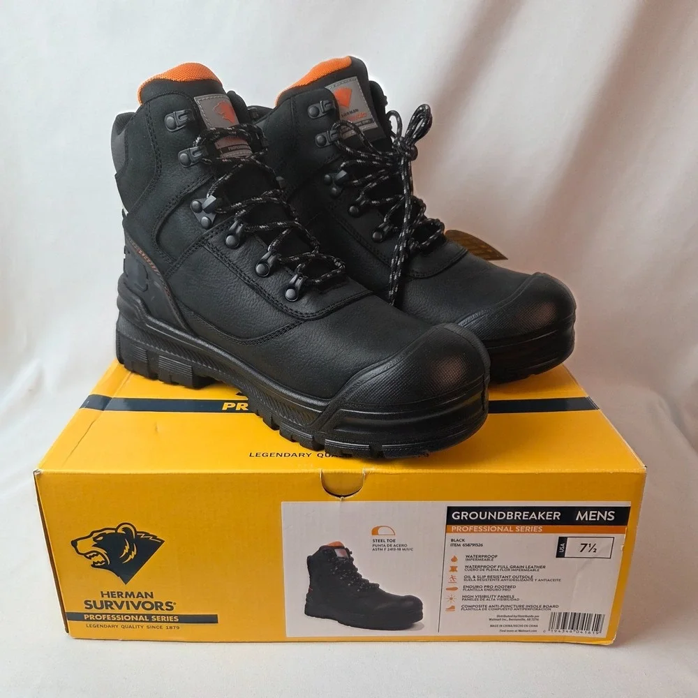Herman Survivor Groundbreaker Mens Steel Toe‎ Leather Waterproof Work Boots 7.5